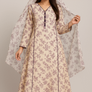 Kattan Silk long anarkali frock Stiitched 3PC