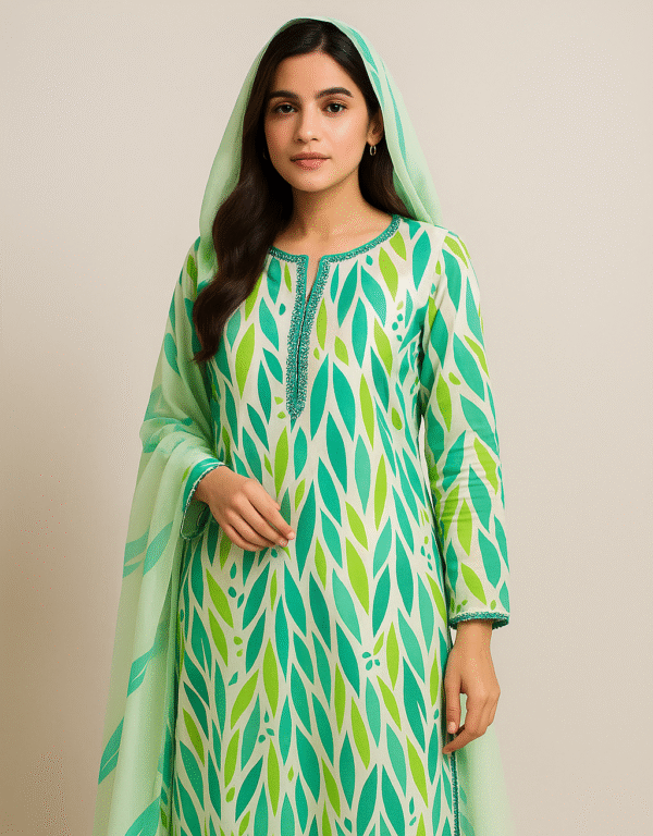Lawn Floral Dress – Stitched 3PC Suit