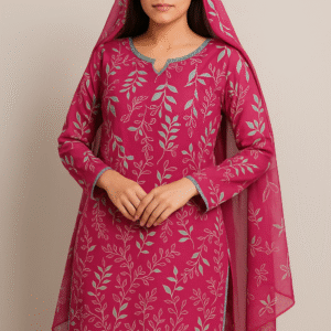 Shocking Pink Lawn Dress – Stitched 3PC Suit