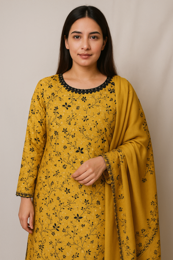 Muatard Printed Lawn Stitched 3pcs