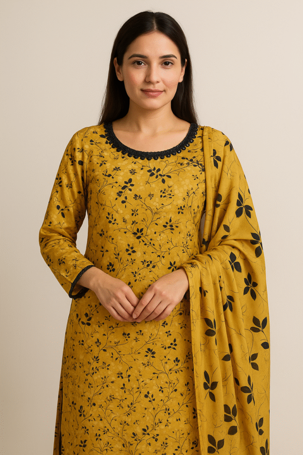 Muatard Printed Lawn Stitched 3pcs