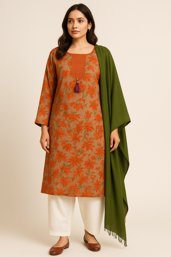 White Floral Lawn Stitched 3PC Dress – Elegant Purple Print with Dupatta & Shalwar