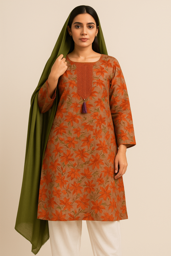 White Floral Lawn Stitched 3PC Dress – Elegant Purple Print with Dupatta & Shalwar