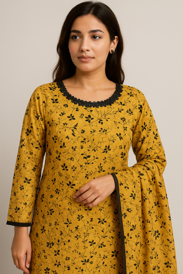 Muatard Printed Lawn Stitched 3pcs