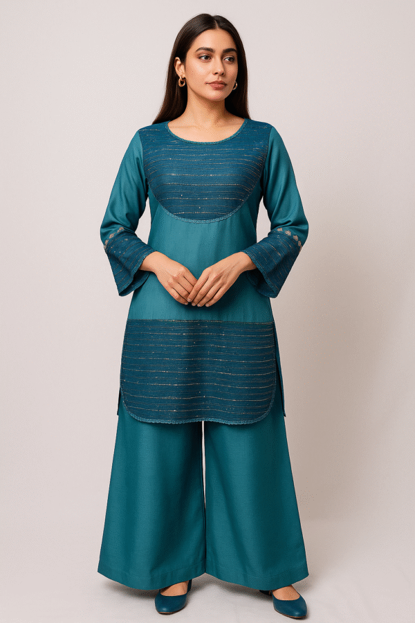 Sea Green Kattan Silk Dress – Elegant 3PC Stitched Suit for Casual & Formal Wear