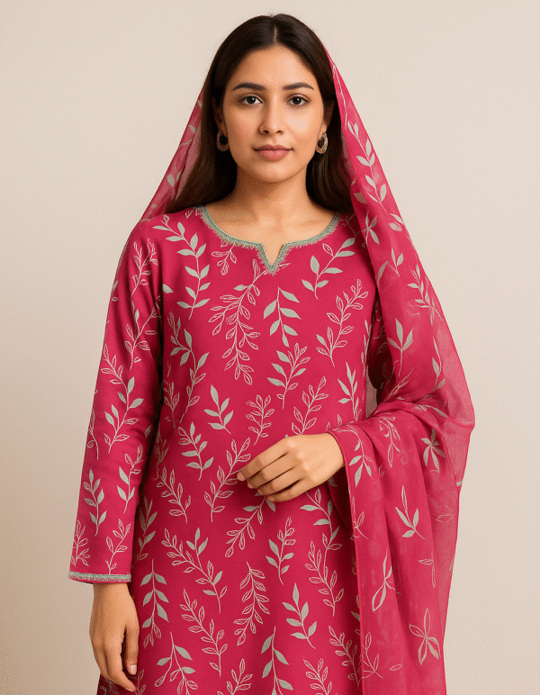 Shocking Pink Lawn Dress – Stitched 3PC Suit