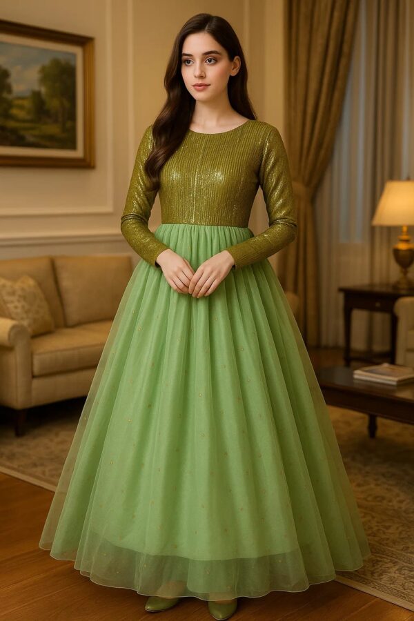 Olive Grace Net Frock – Stitched 3PC Formal Ensemble with Timeless Glamour
